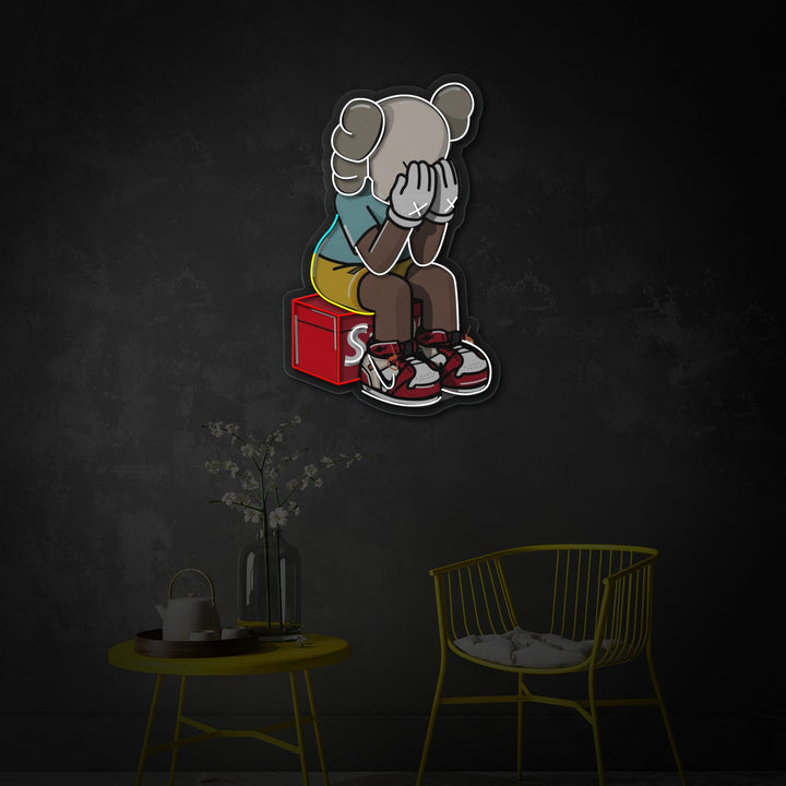 "Seduto kaw" Insegna al neon a LED stampata con UV