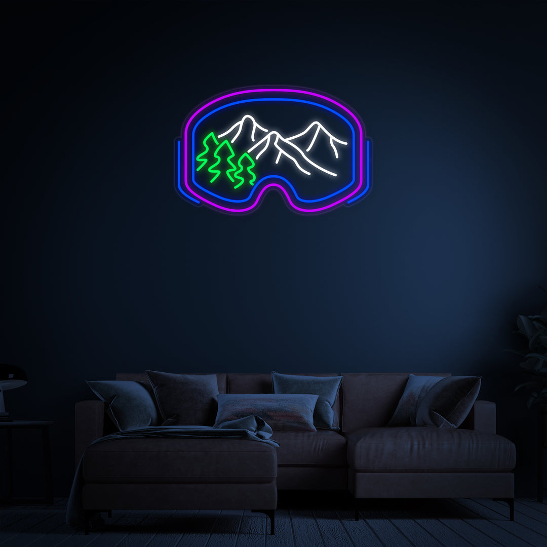 "Occhiali Da Sci Sci Sport" Insegna al neon