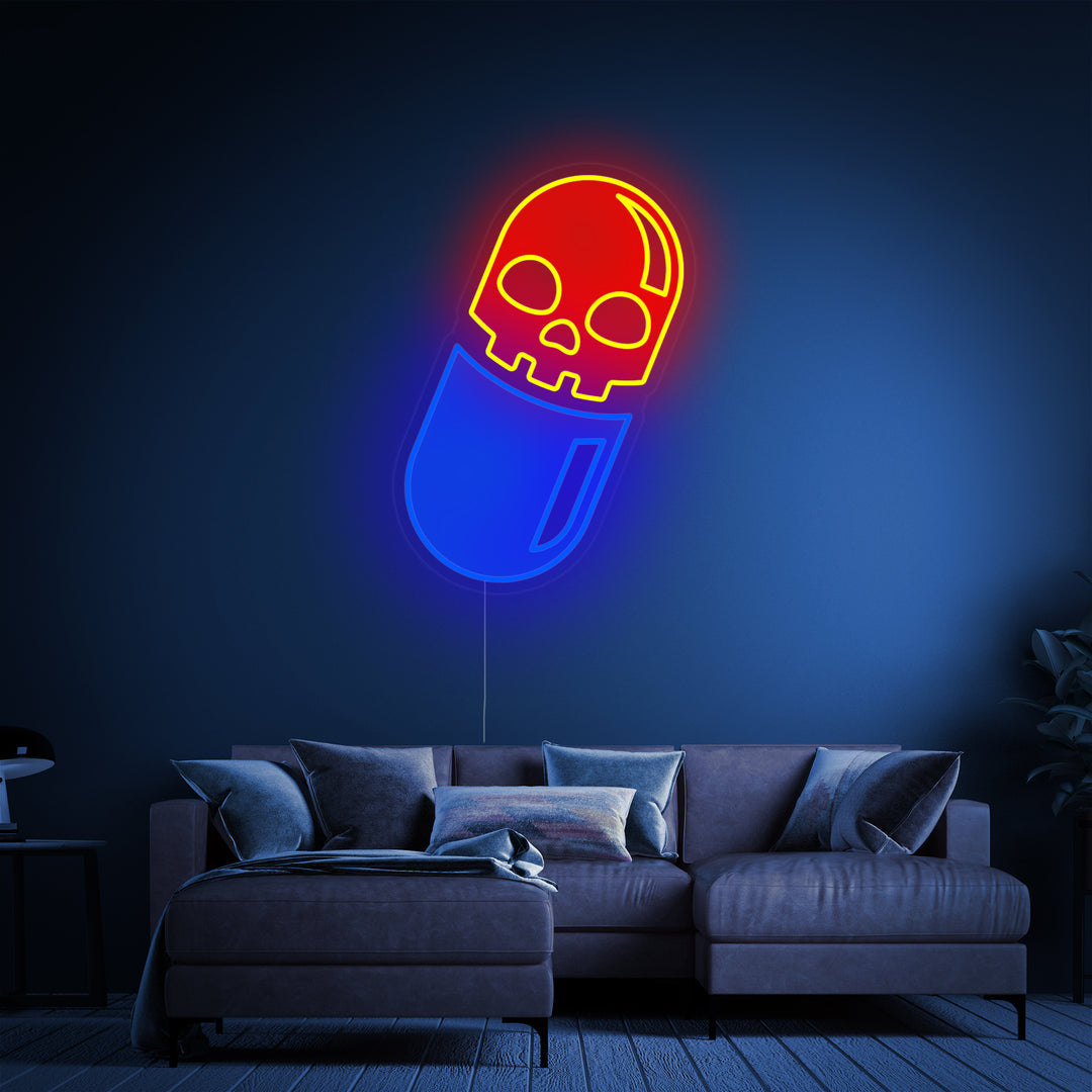 "Teschio Pillola Stampa UV" Insegna al neon