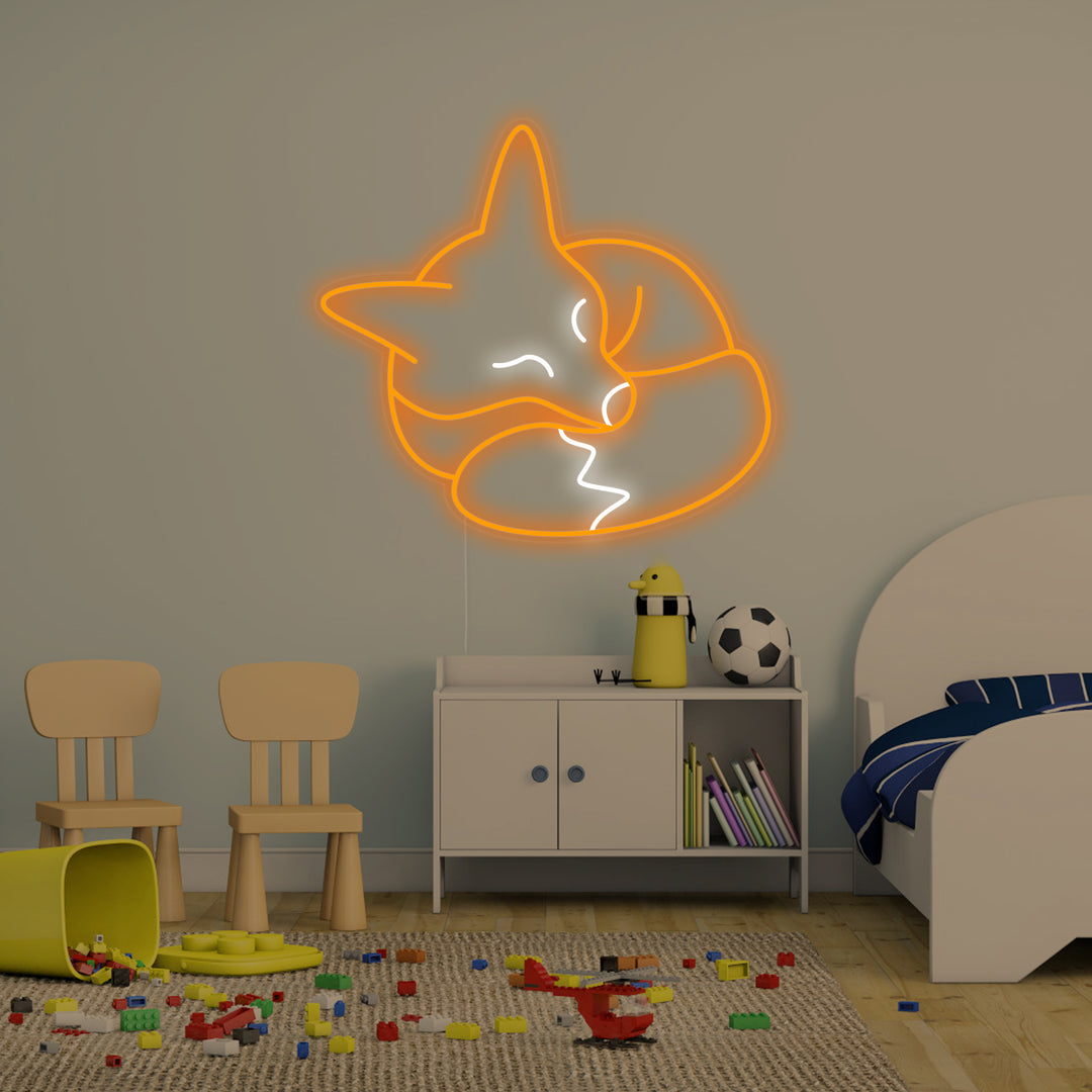 "Volpe Addormentata, Decorazione Camera Dei Bambini" Insegna al neon