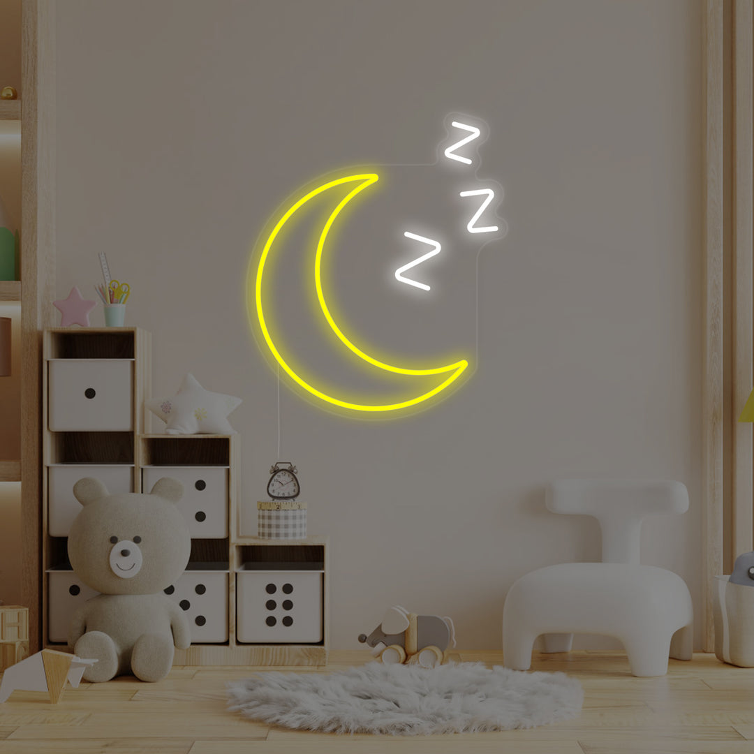 "Luna Addormentata Con Zzz, Decorazione Camera Dei Bambini" Insegna al neon