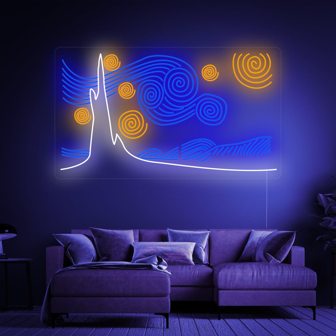 "La Notte Stellata Vincent Van Gogh" Insegna al neon