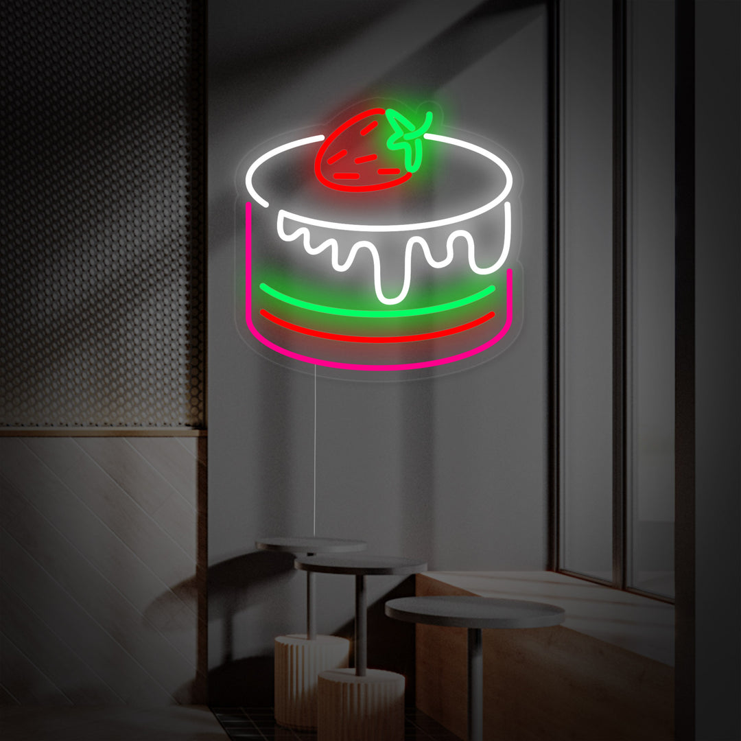 "Torta Alla Fragola Cafe Bakery" Insegna al neon