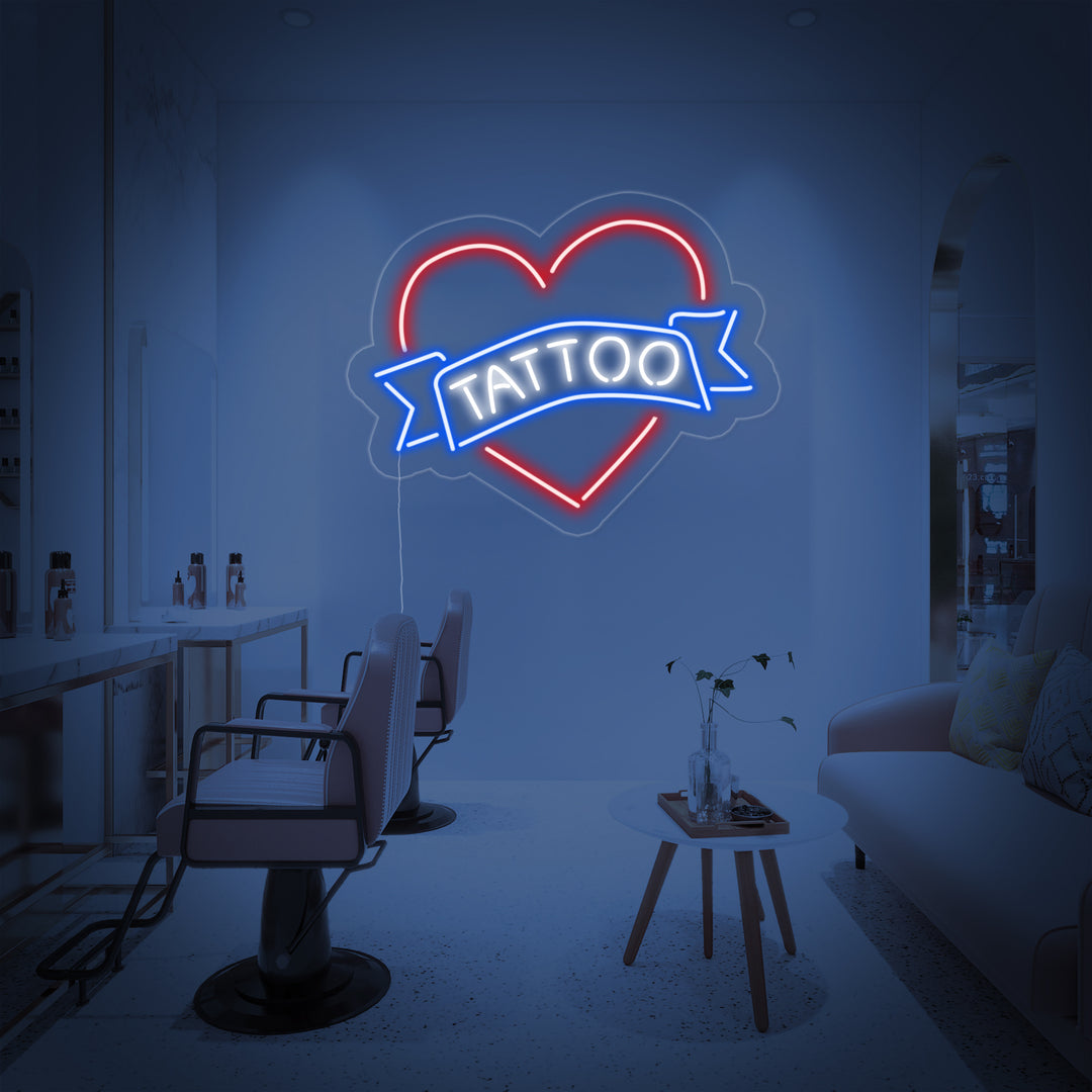 "Tattoo, Cuore" Insegna al neon