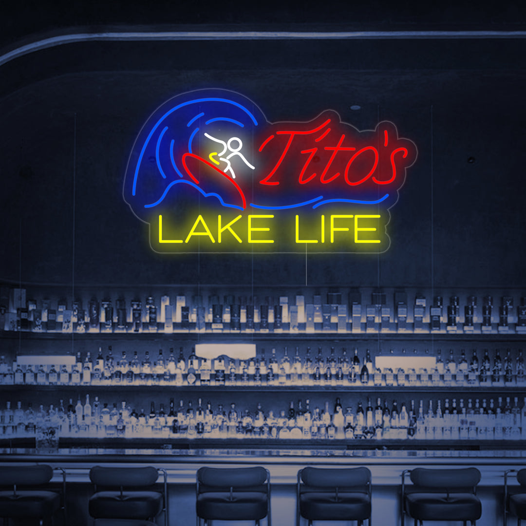 "Bar Titos Lake Life" Insegna al neon