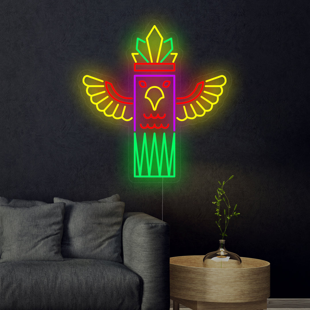 "Totem Con Uccello" Insegna al neon