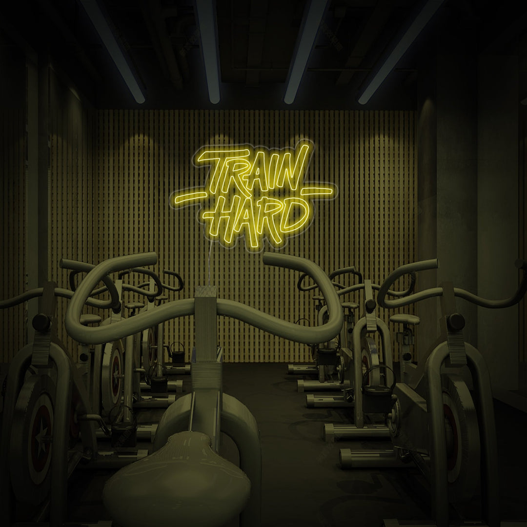 "Train Hard, Decorazioni Per La Palestra, Citazioni Per La Palestra, Citazioni Per Il Fitness, Citazioni Per L'Allenamento" Insegna al neon