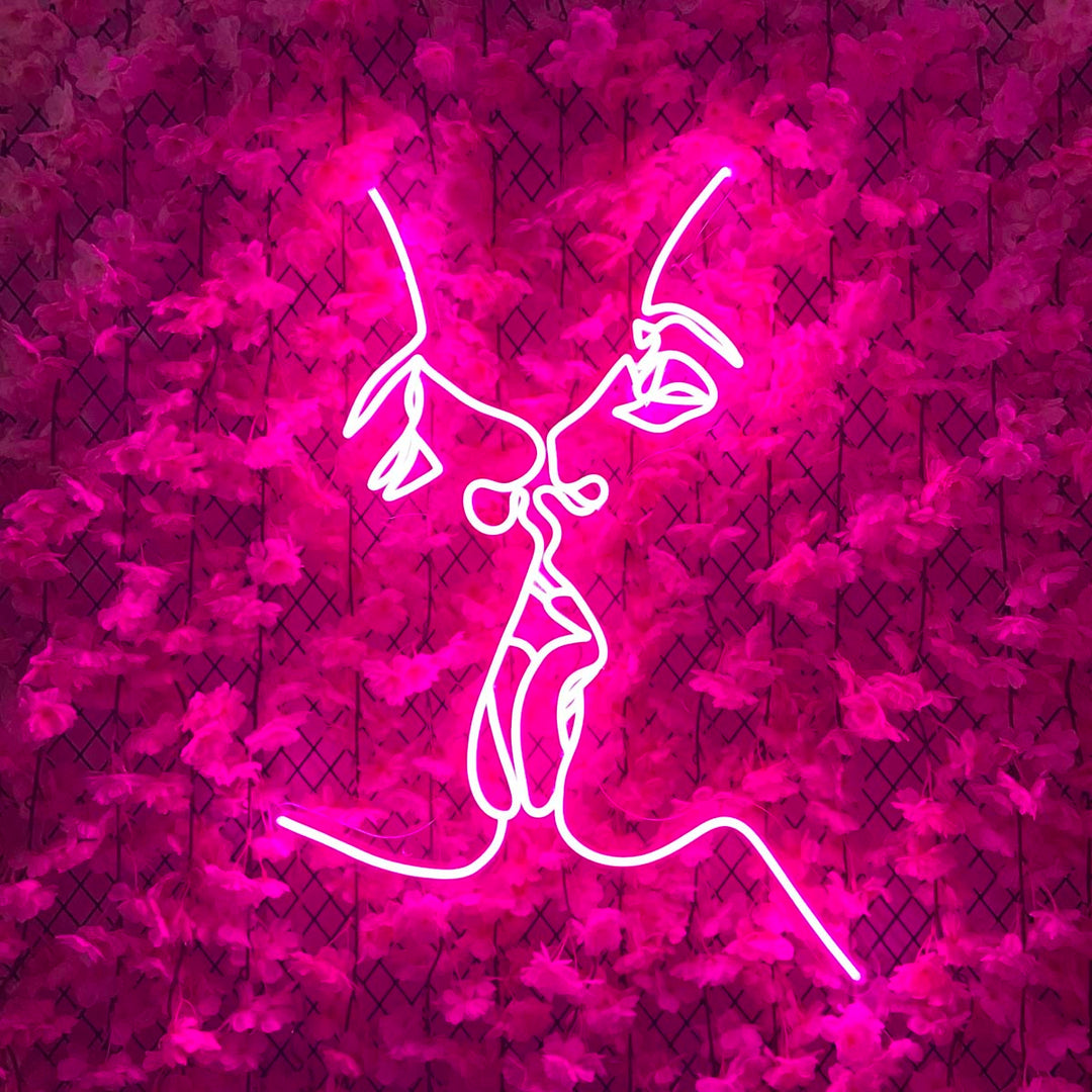 "Due Facce Si Baciano" Insegna al neon