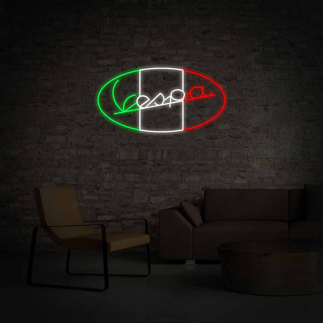 "Logo Vespa Moto Italiana" Insegna al neon