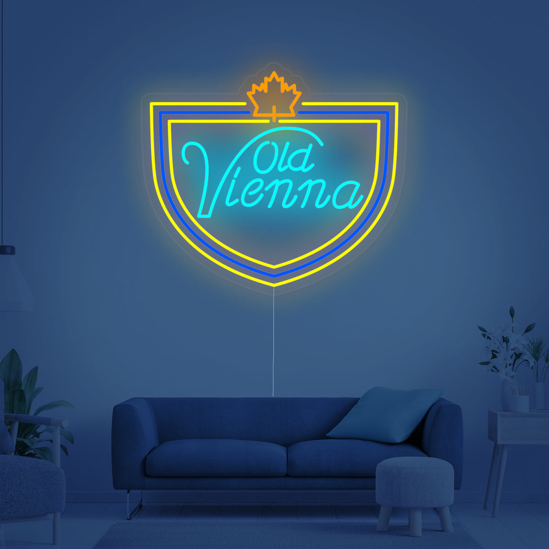 "birra lager, ottima birra canadese, Old Vienna" Insegna al neon
