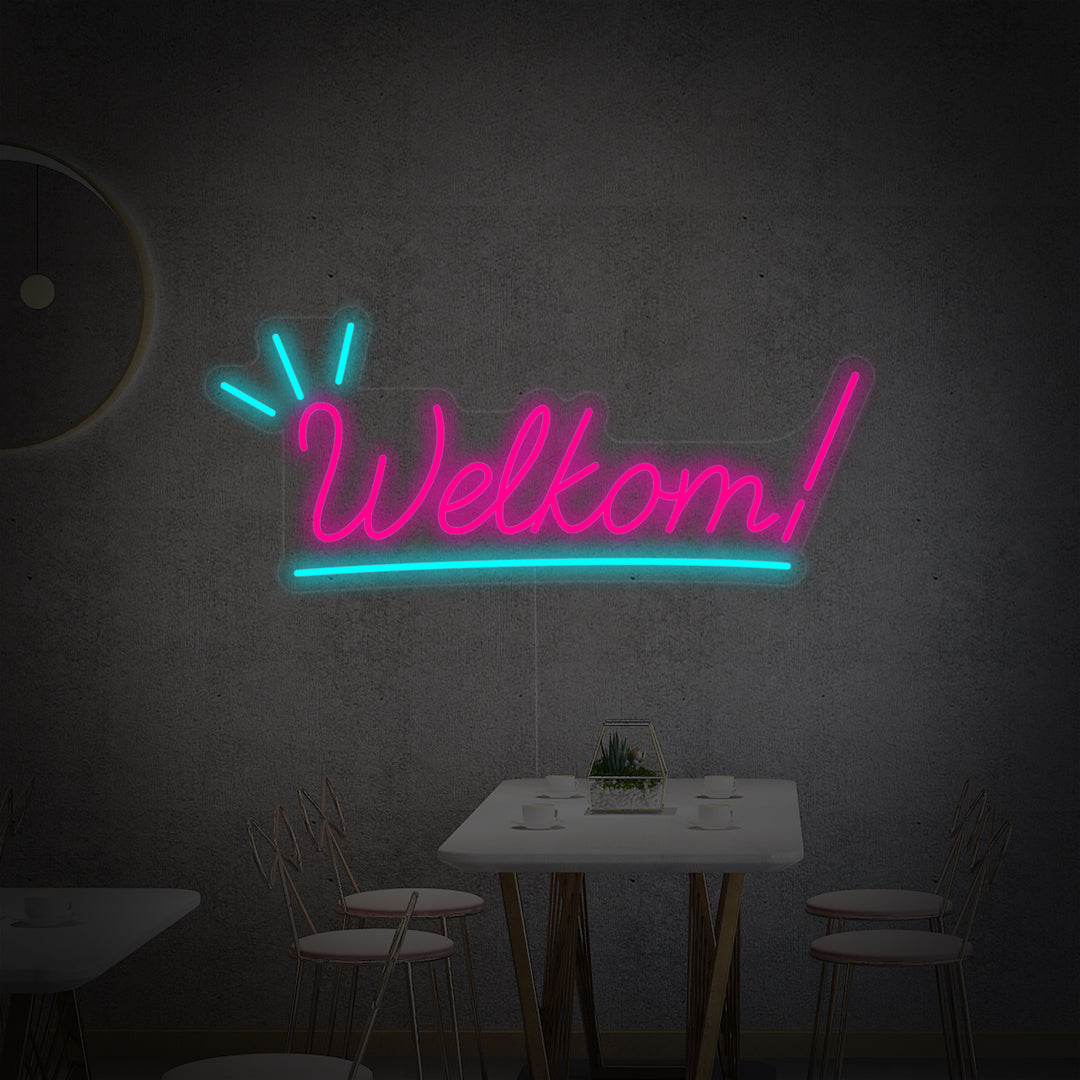 "Welkom" Insegna al neon