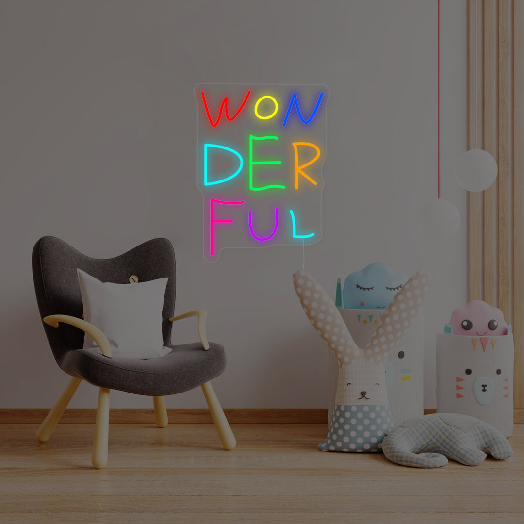 "Wonderful, Decorazione Per La Camera Dei Bambini" Insegna al neon