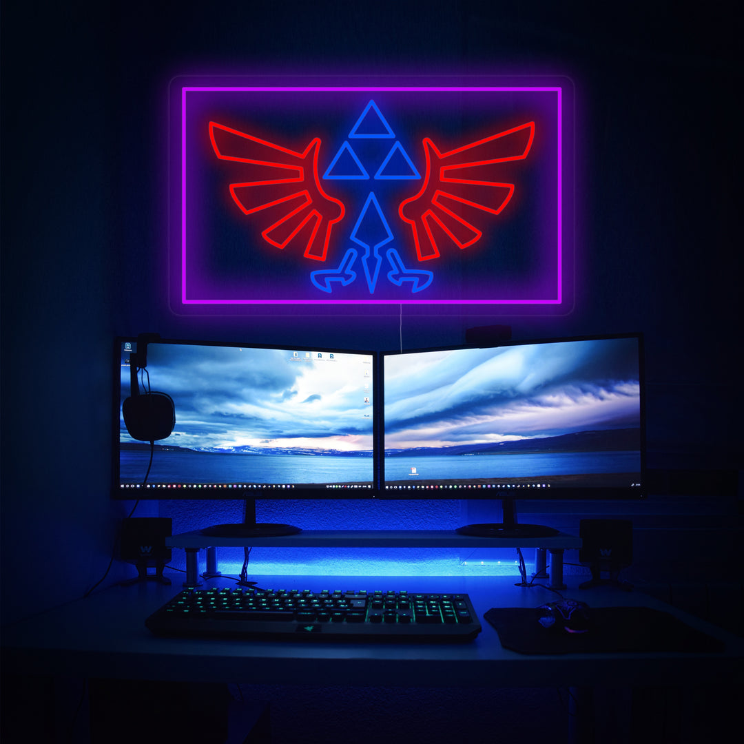 "Sala Giochi Zelda Triforce" Insegna al neon