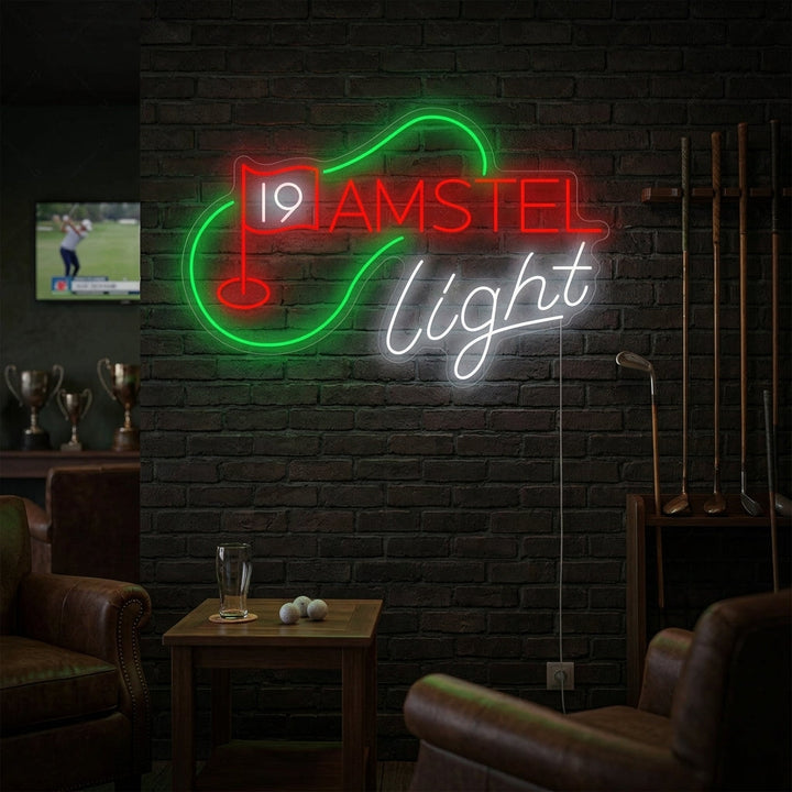 "Birra da golf 19° buca" Insegna al neon