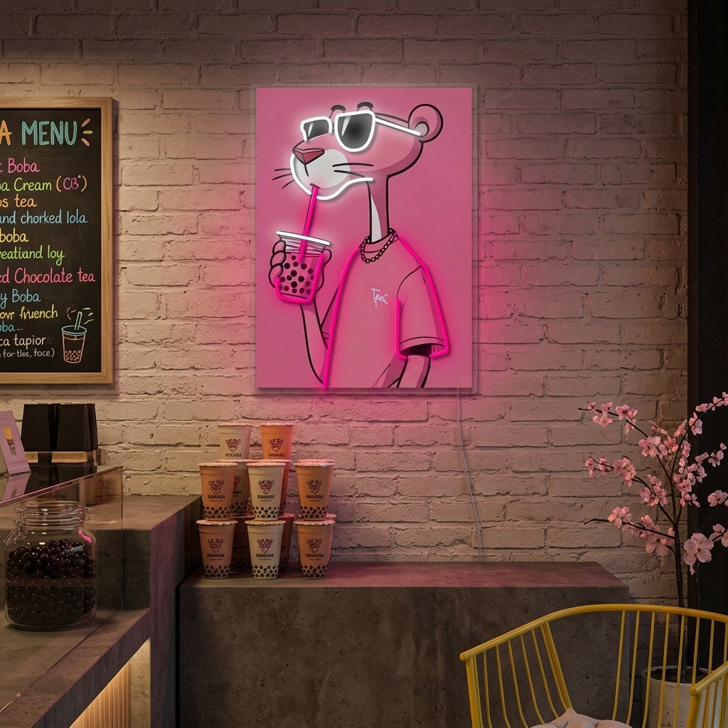 "Vibrazioni Boba Panther Cool" Insegna al neon