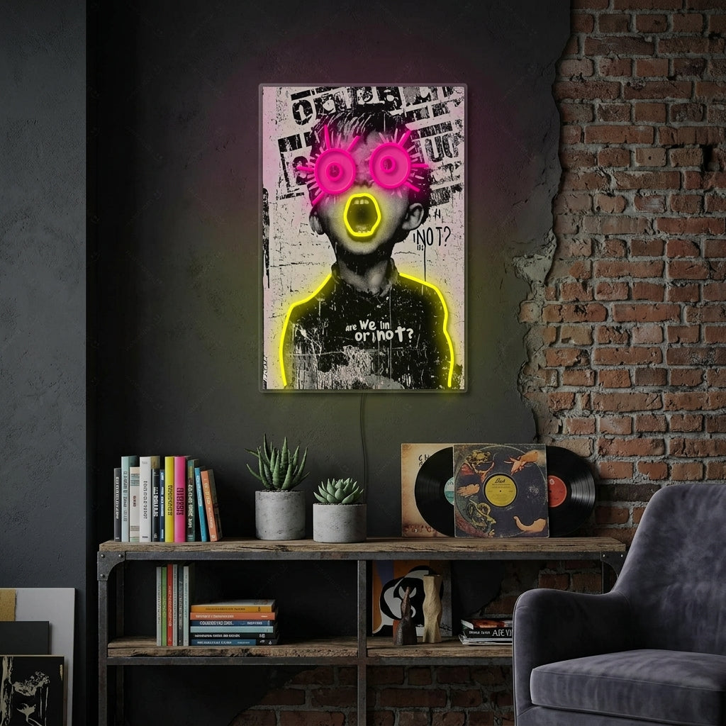 "Are We In or Not?" Insegna al neon