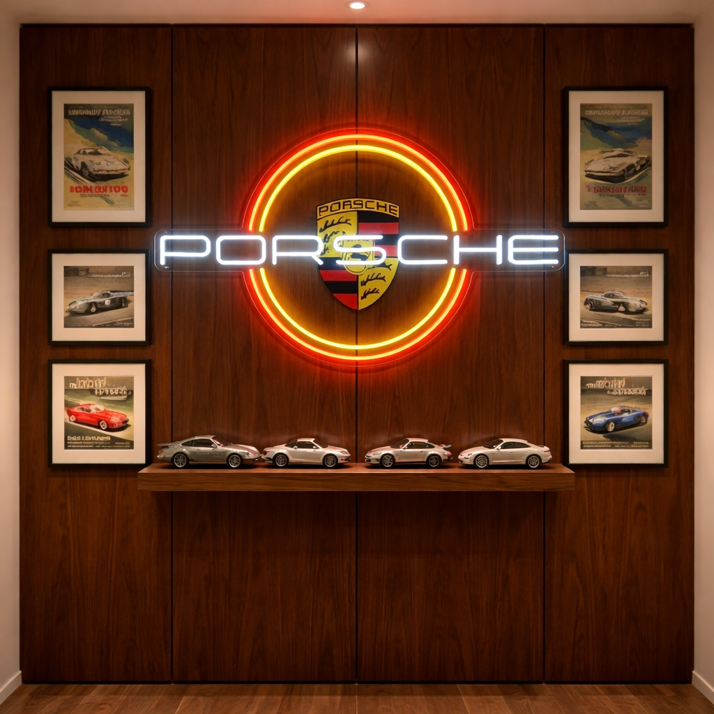 "Logo Porsche con cerchio" Insegna al neon