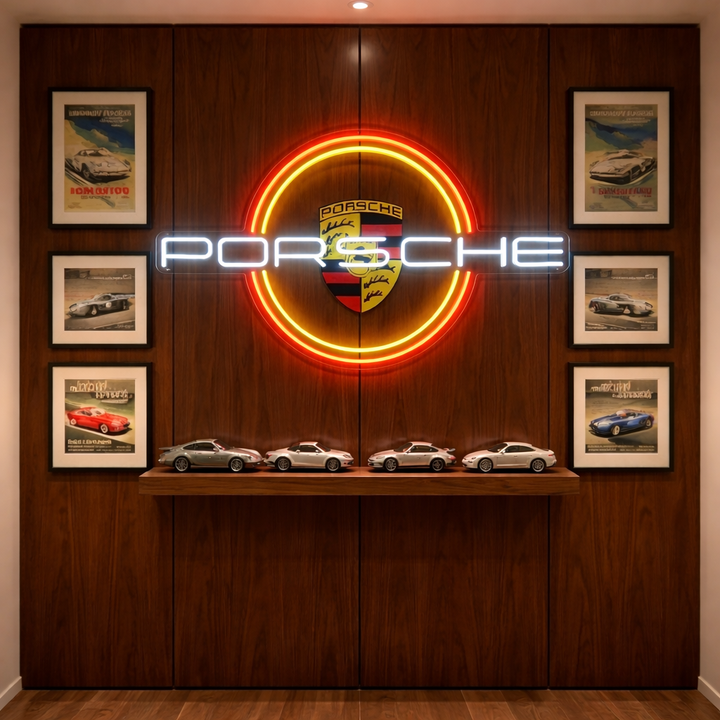 "Logo Porsche con cerchio" Insegna al neon