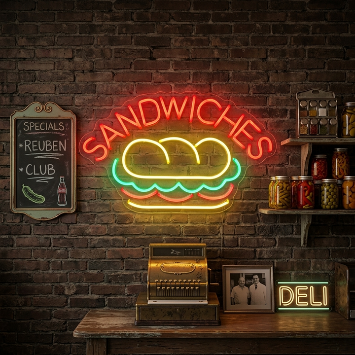 "SANDWICHES, Cibo" Insegna al neon