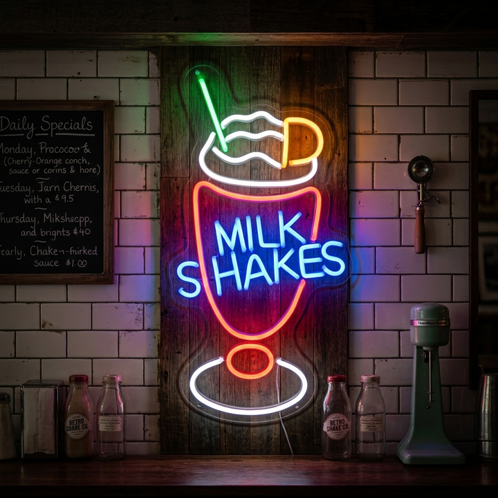"Milk Shakes" Insegna al neon