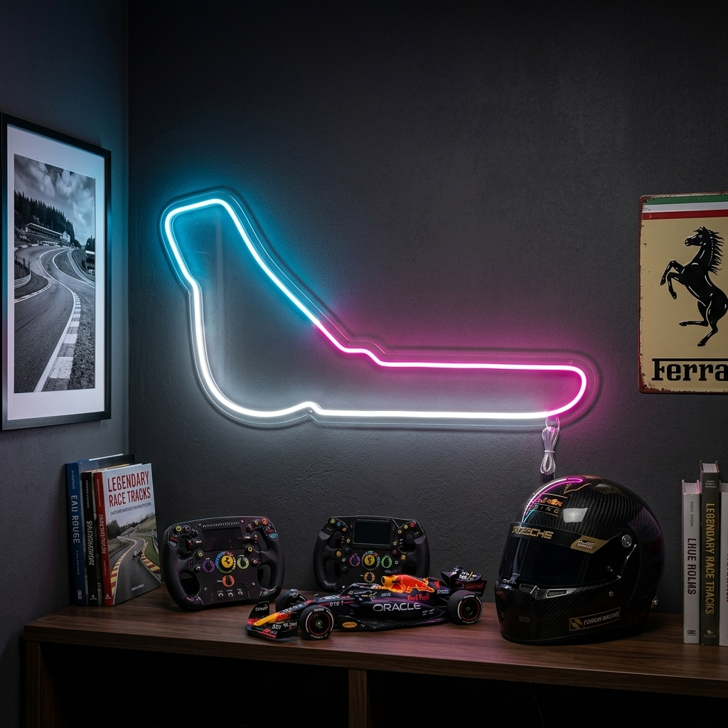 Insegna neon LED circuito F1 Monza Italia bicolore