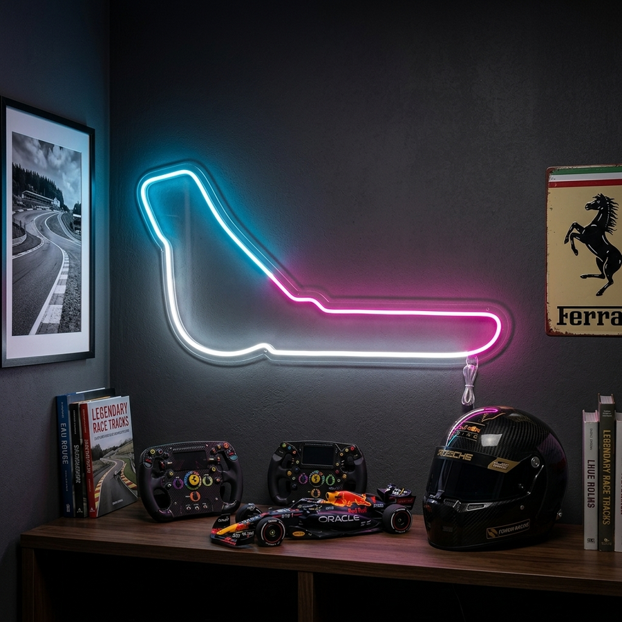 Insegna neon LED circuito F1 Monza Italia bicolore