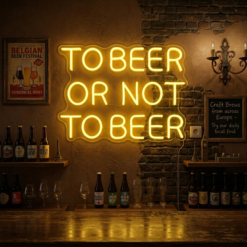 "Bar, To Beer Or Not To Beer" Insegna al neon