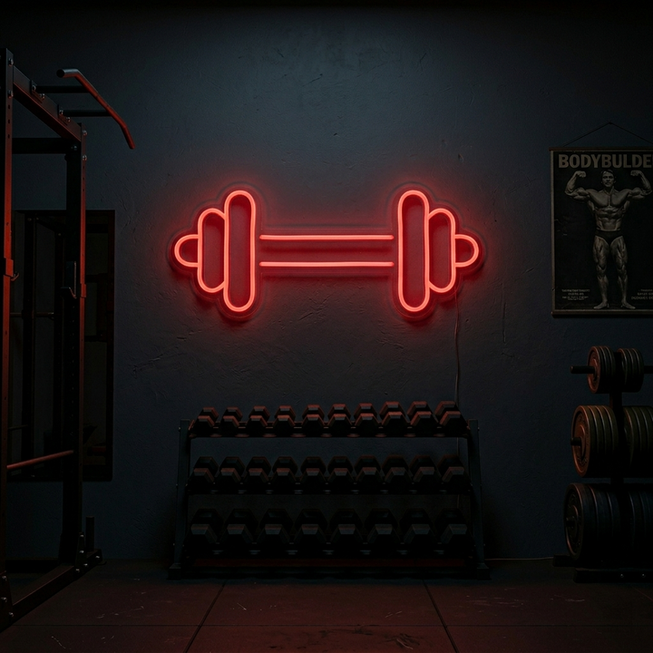 "Manubrio Bilanciere Palestra, Decorazioni Palestra, Decorazioni Fitness" Insegna al neon