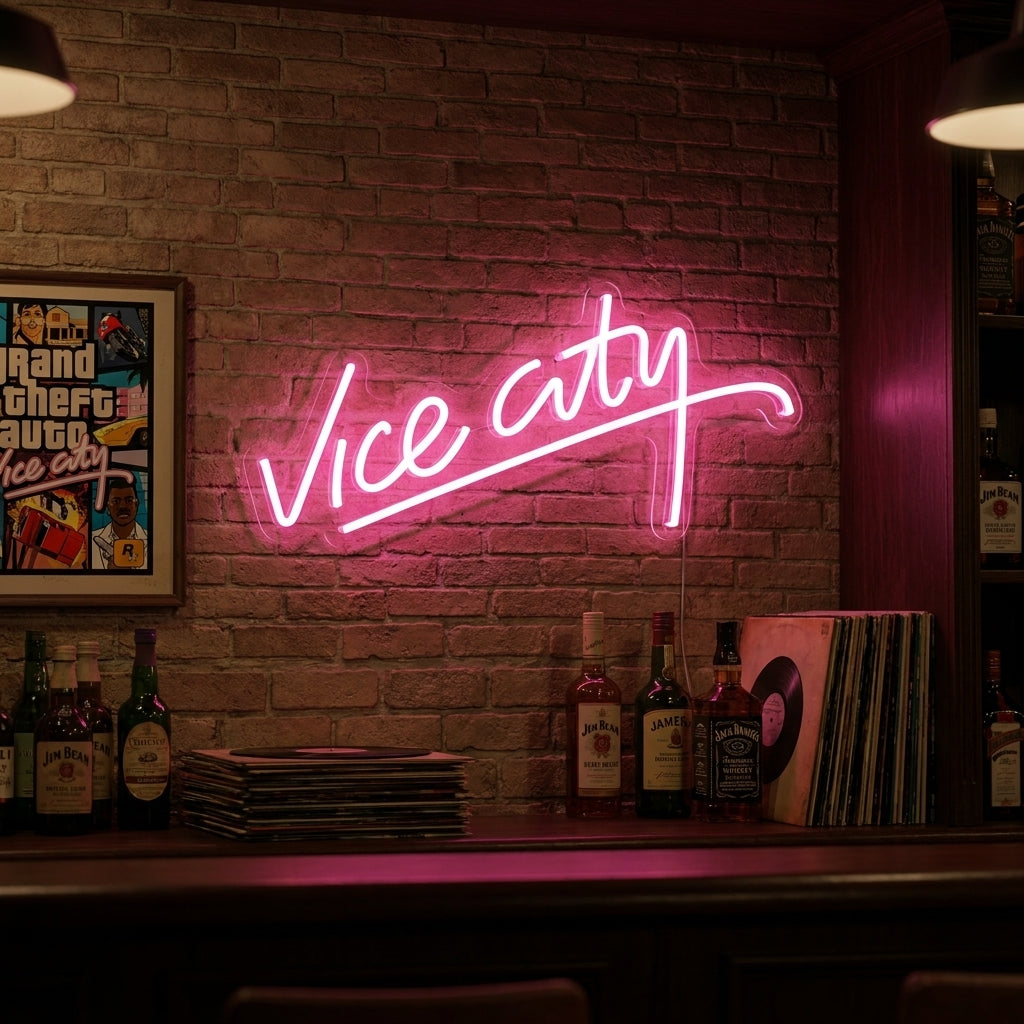 "Vice City, Arredamento Sala Giochi" Insegna al neon