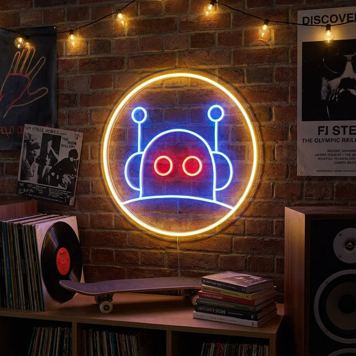 "Robot maiale" Insegna al neon