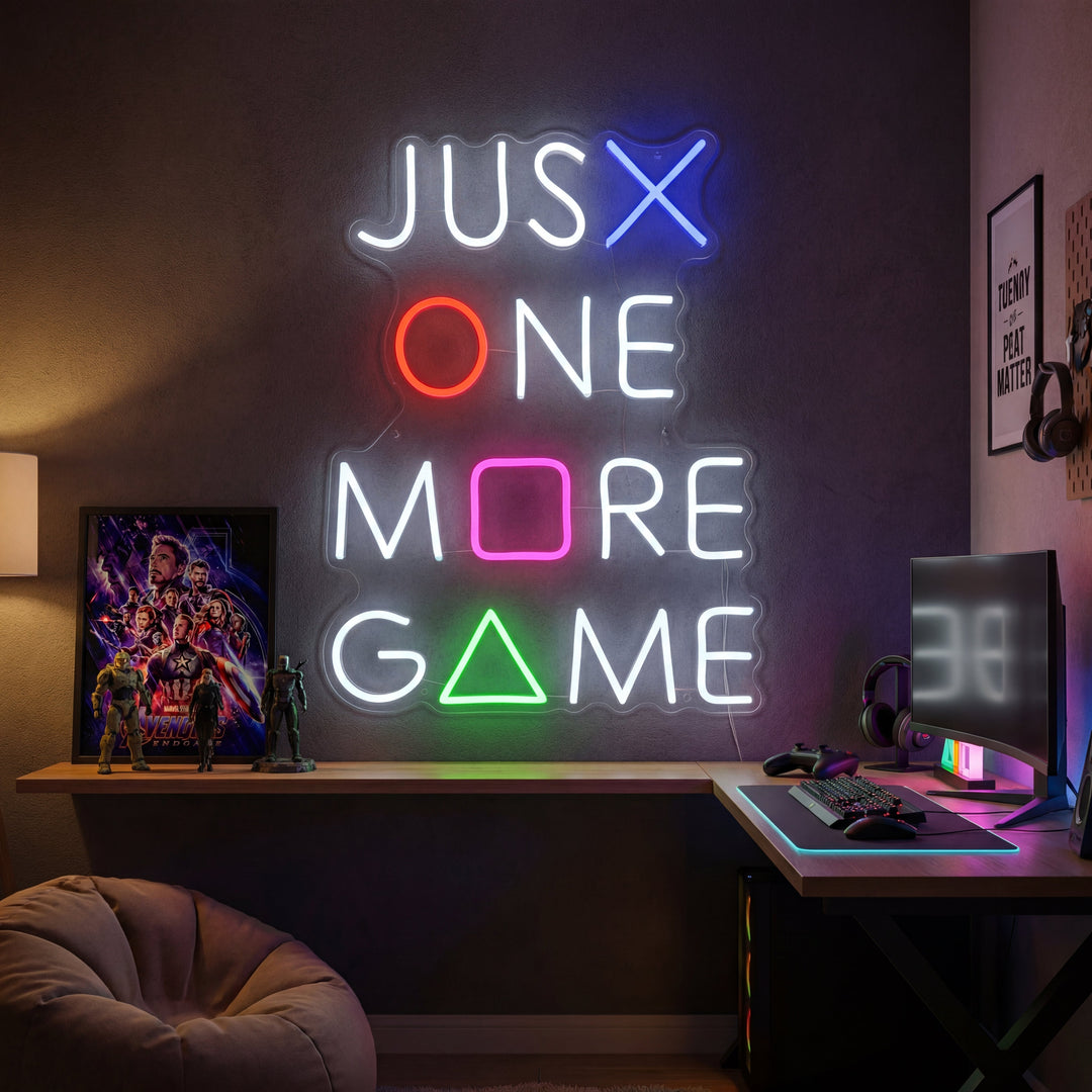 "Just One More Game, Decorazione Da Gioco" Insegna al neon