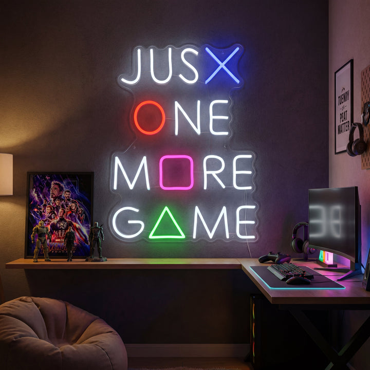 "Just One More Game, Decorazione Da Gioco" Insegna al neon