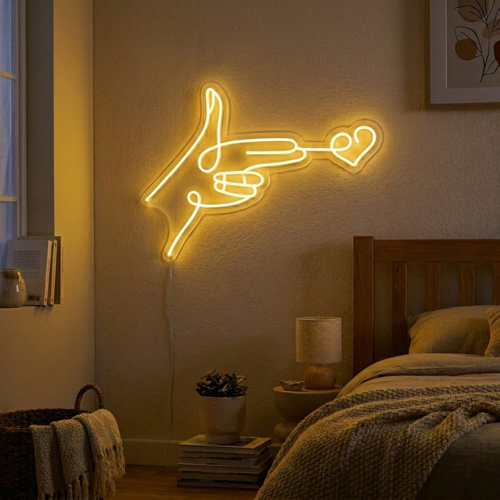 "Sparare Amore Cuore" Insegna al neon