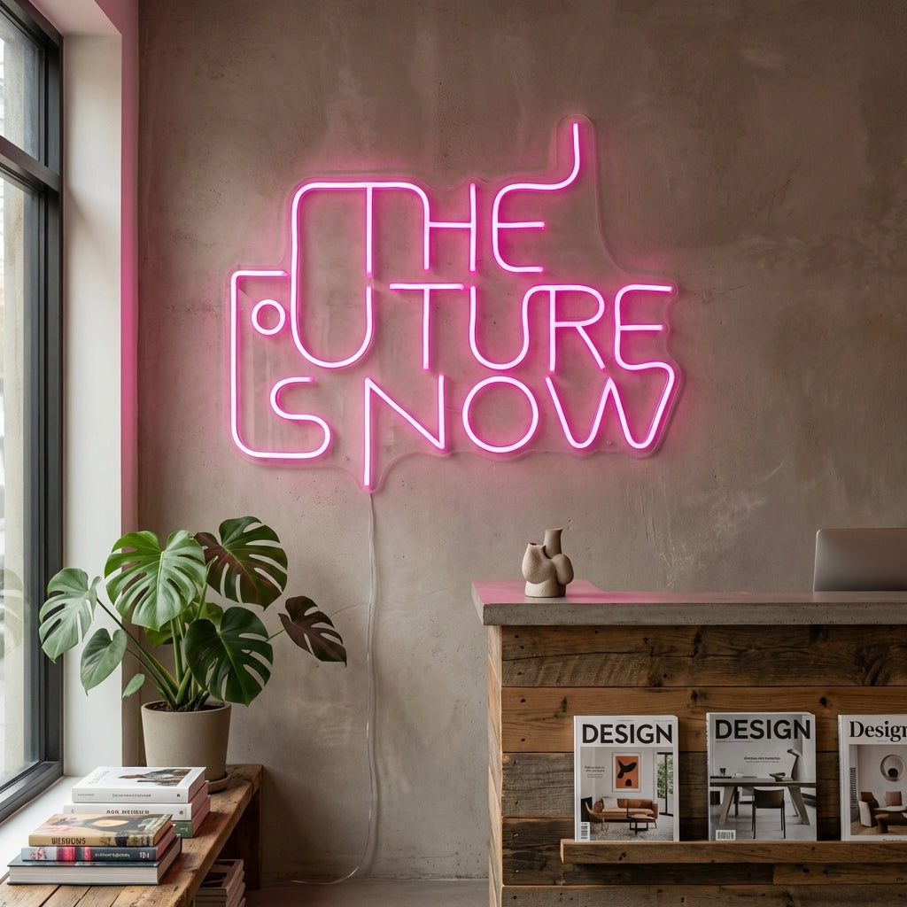 "The Future is Now" Insegna al neon