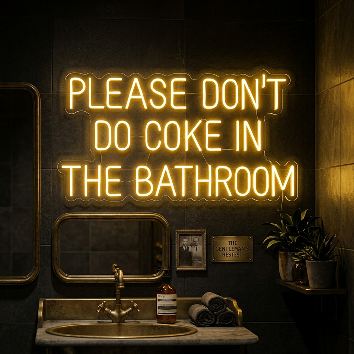 "Please Dont Do Coke in The Bathroom" Insegna al neon