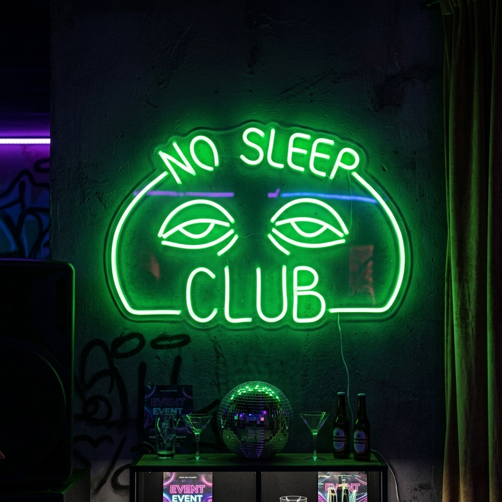 "No Sleep Club" Insegna al neon