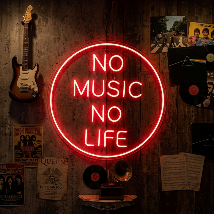 "No Music No Life" Insegna al neon