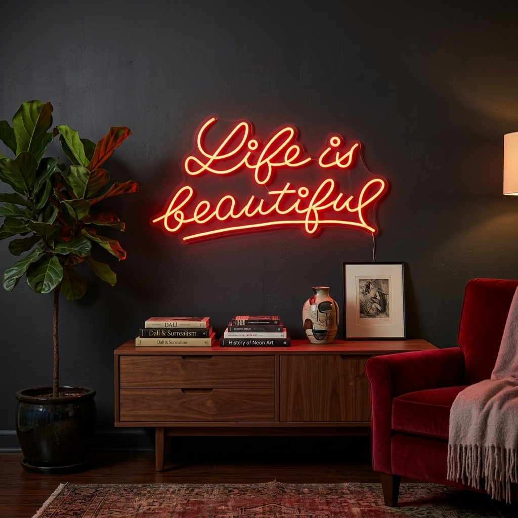 "Life is Beautiful" Insegna al neon