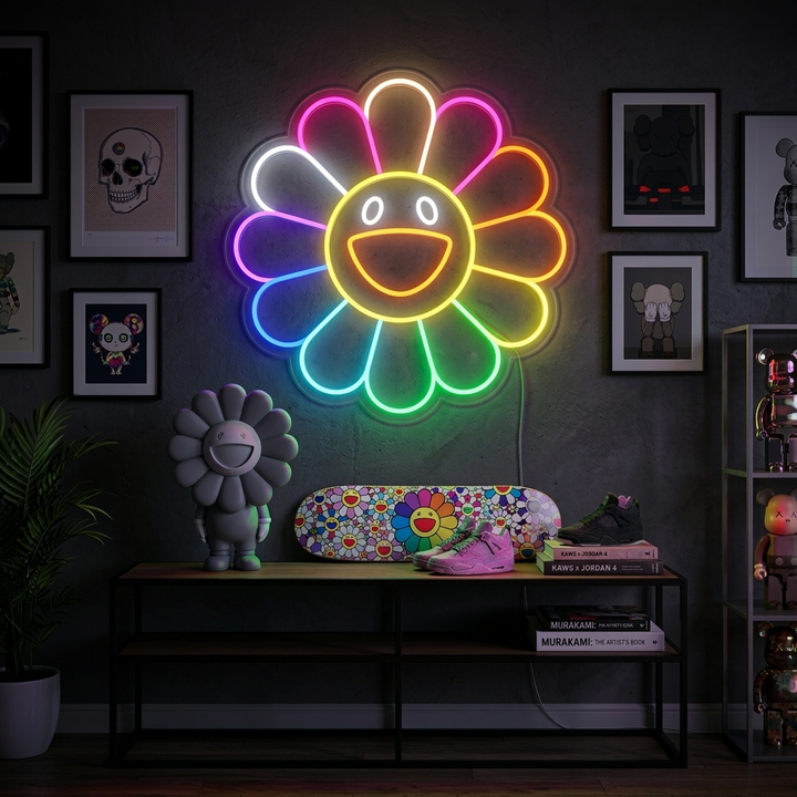 "Fiore Arcobaleno" Insegna al neon
