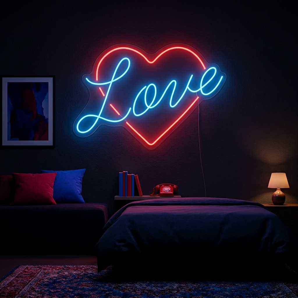 "Love, Cuore" Insegna al neon