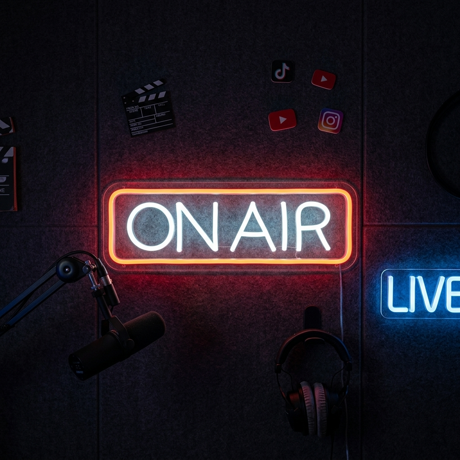Insegna al neon LED rossa “ON AIR” per studio di registrazione o streaming