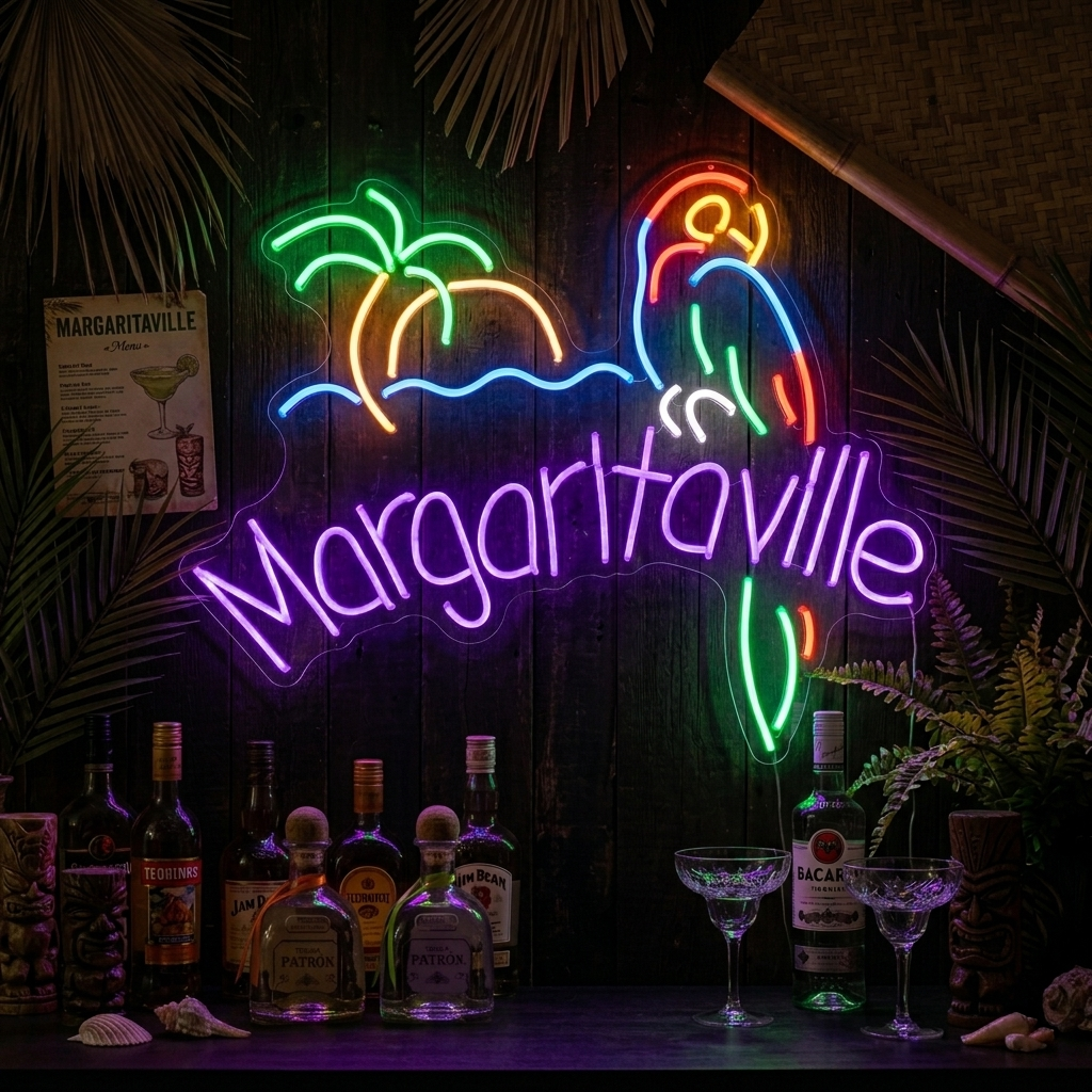 "Jimmy Buffett Margaritaville Paradise Parrot Beer" Insegna al neon