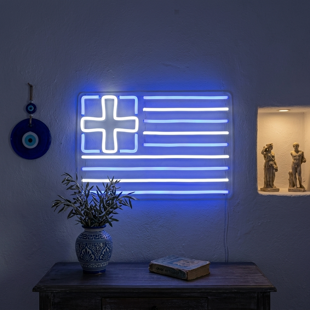 "Bandiera Della Grecia" Insegna al neon