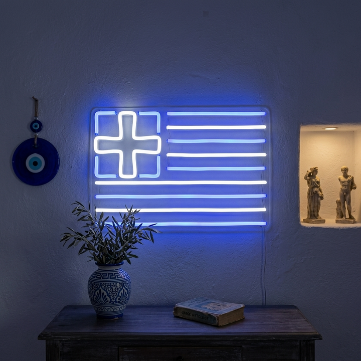"Bandiera Della Grecia" Insegna al neon