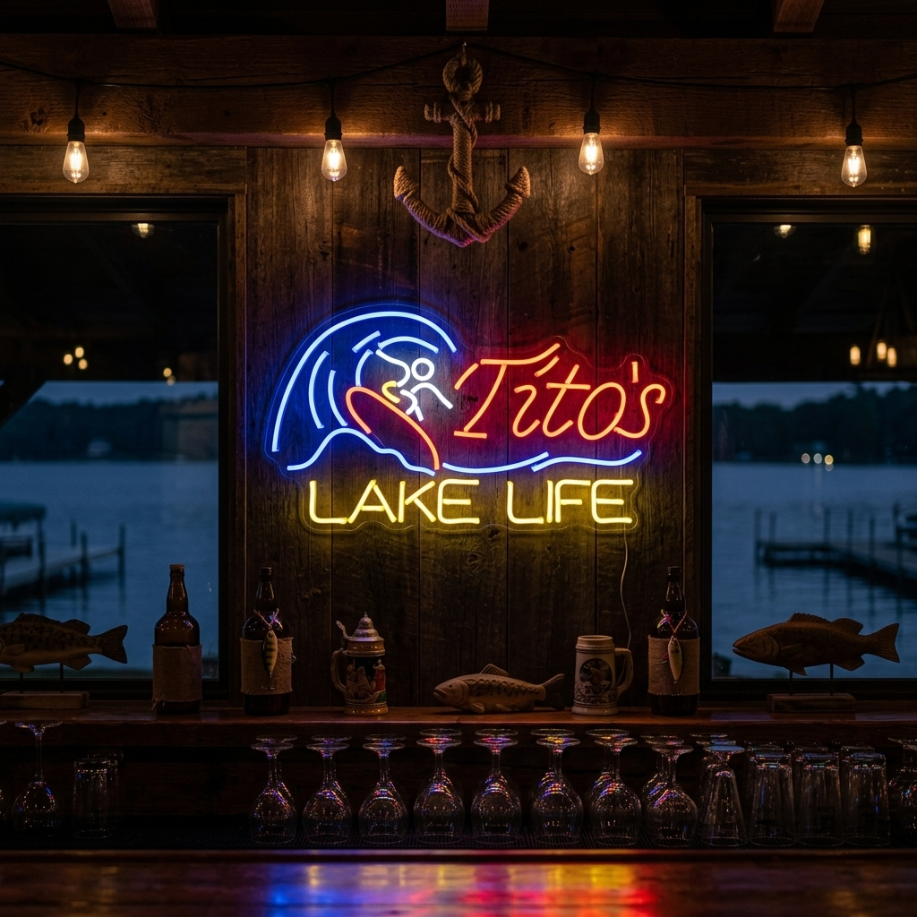 "Bar Titos Lake Life" Insegna al neon