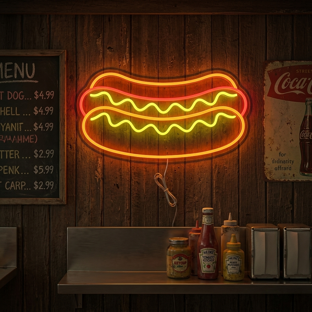 "Cibo Da Ristorante Hotdog" Insegna al neon