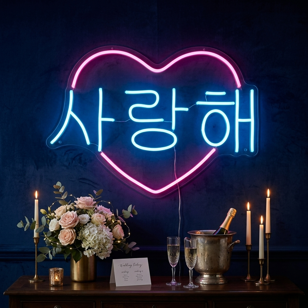 "Cuore A Forma Di Coreano Ti Amo" Insegna al neon