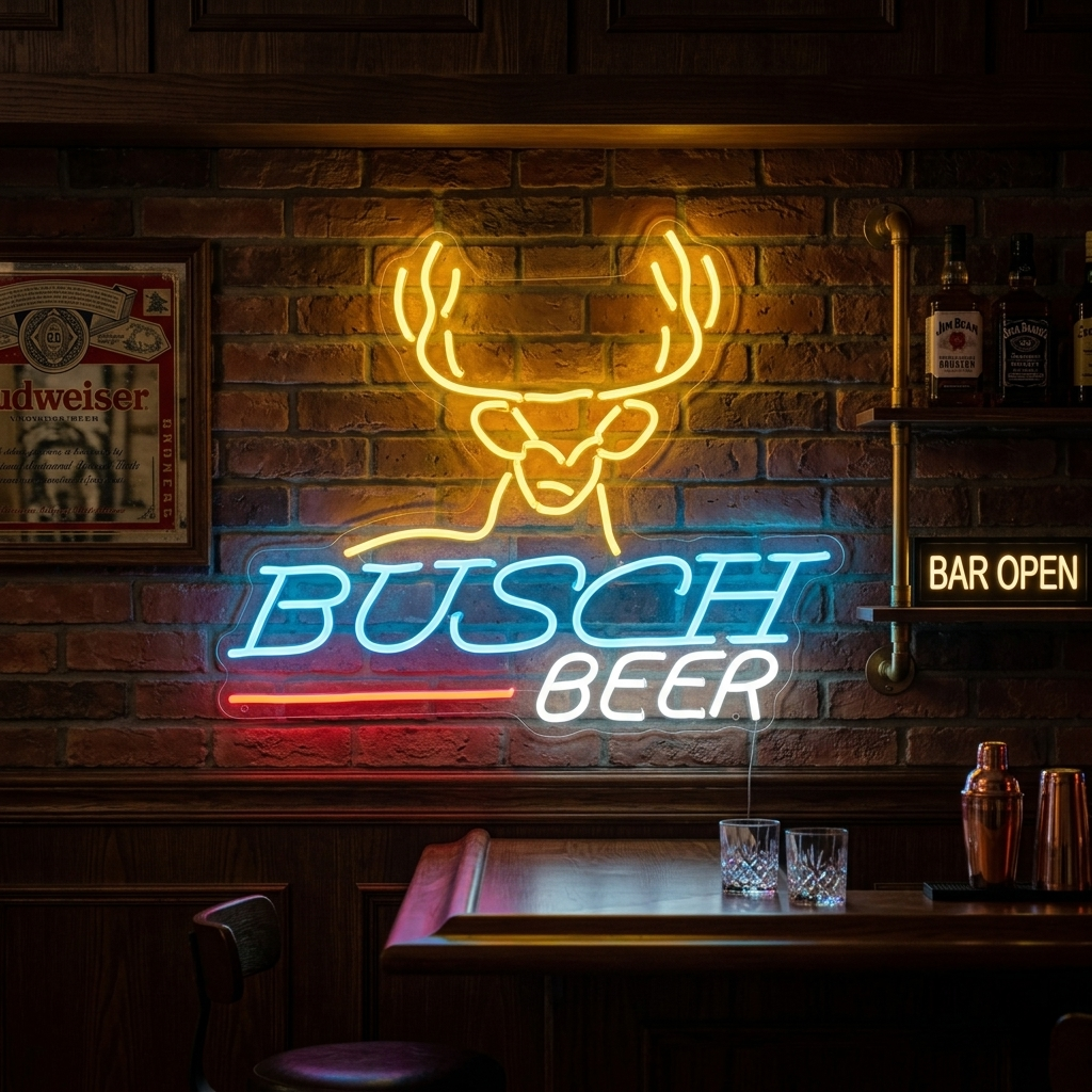 "Birra E Bar A Testa Di Cervo" Insegna al neon