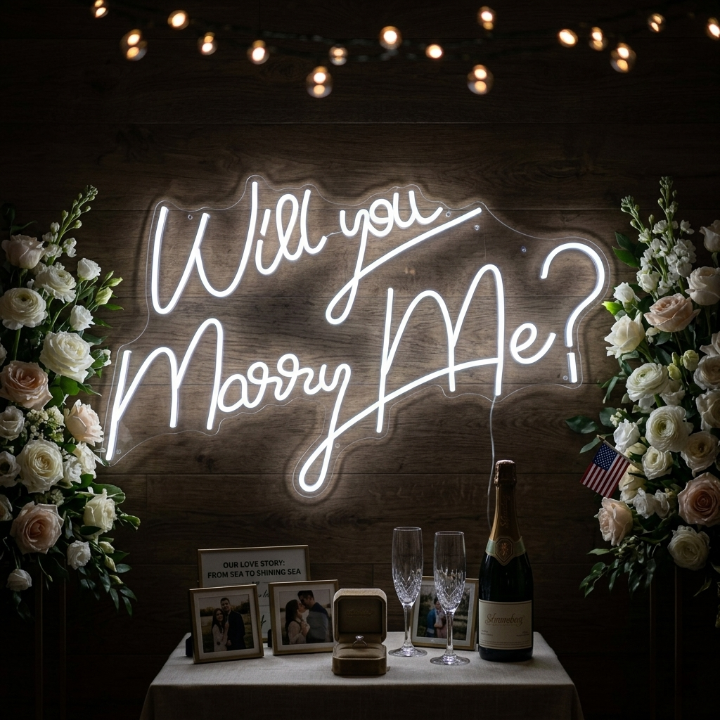 "Will You Marry Me" Insegna al neon