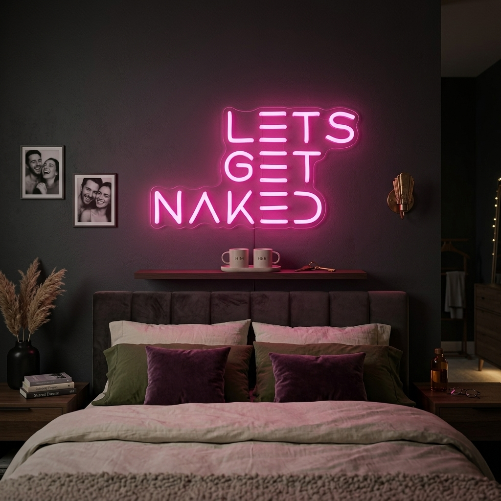 "Lets Get Naked Bathroom" Insegna al neon
